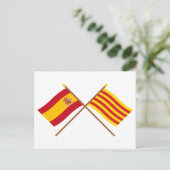 スペインとカタルーニャの国旗が交差している ポストカード (スタンド正面)