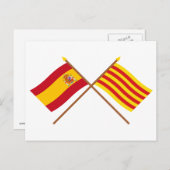 スペインとカタルーニャの国旗が交差している ポストカード (正面/裏面)
