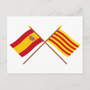 スペインとカタルーニャの国旗が交差している ポストカード