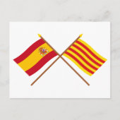 スペインとカタルーニャの国旗が交差している ポストカード (正面)