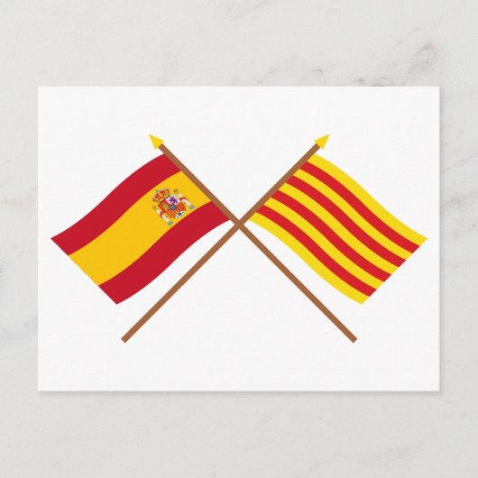 スペインとカタルーニャの国旗が交差している ポストカード (正面)