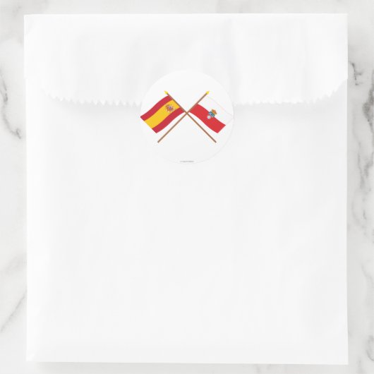 スペインとカンタブリアの交差した旗 ラウンドシール (バッグ)