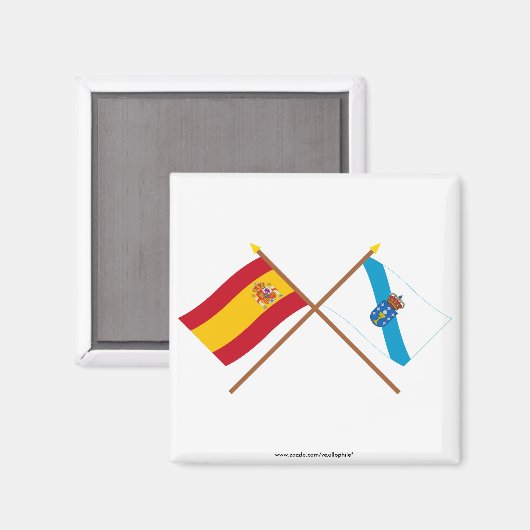 スペインとガリシアの交差した国旗 マグネット (正面/裏面)