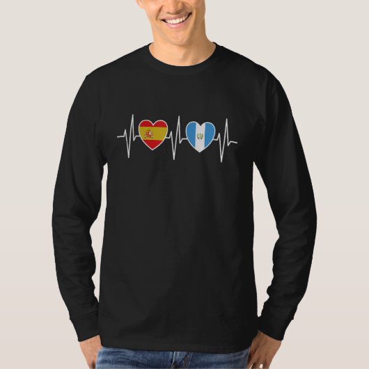 スペインとグアテマラ グアテマラ国旗 フラッグ Tシャツ (正面)