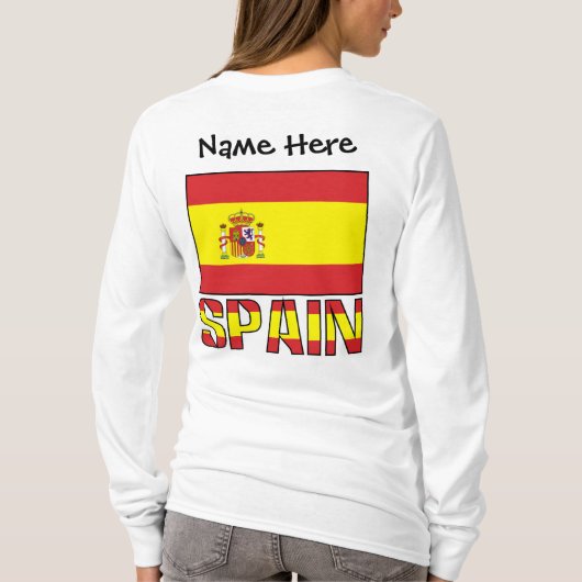 スペインとスペイン国旗の女性用パーソナライズ Tシャツ (裏面)