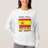 スペインとスペイン国旗の女性用パーソナライズ Tシャツ (正面)
