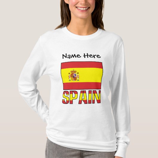 スペインとスペイン国旗の女性用パーソナライズ Tシャツ (正面)