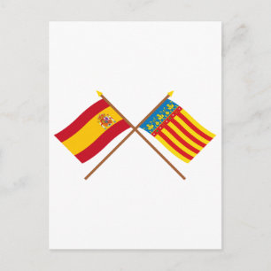 スペインとバレンシアの交差した国旗 ポストカード