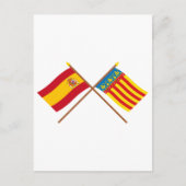 スペインとバレンシアの交差した国旗 ポストカード (正面)