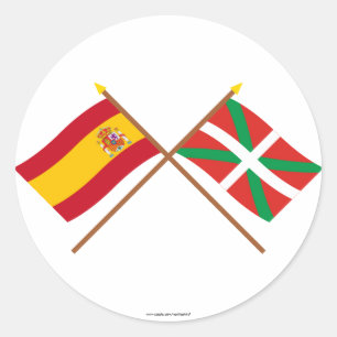 スペインとパイス·バスコの交差旗(エウスカディ) ラウンドシール