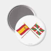 スペインとパイズバスコの交差フラグ(Euskadi) マグネット (正面/裏面)