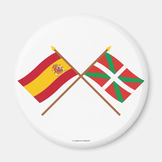 スペインとパイズバスコの交差フラグ(Euskadi) マグネット (正面)