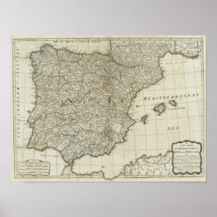 スペインとポルトガルの新しい地図 ポスター