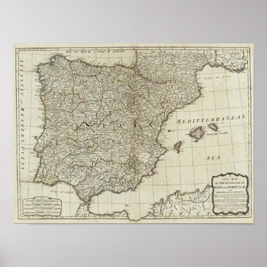 スペインとポルトガルの新しい地図 ポスター (正面)