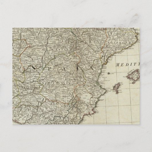 スペインとポルトガルの新しい地図 ポストカード (正面)