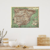 スペインとポルトガルのWWIの地図 ポスター (キッチン)