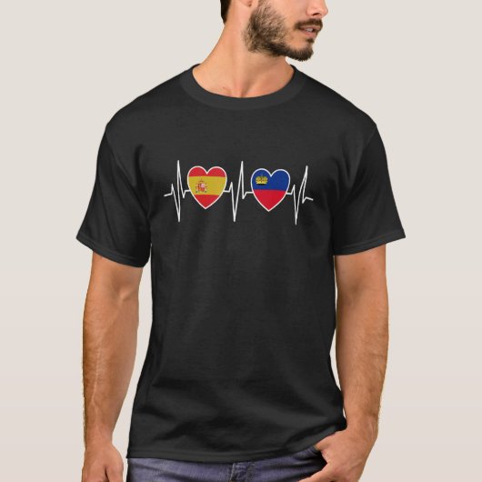 スペインとリヒテンシュタイン国旗 Tシャツ (正面)