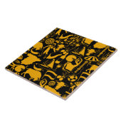 スペインと伝統スペインのブラックとオレンジ タイル (側面)