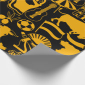 スペインと伝統スペインのブラックとオレンジ ラッピングペーパー (角)