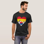 スペインと韓国のハート・ヘリテージ・フラッグ Tシャツ (正面フル)