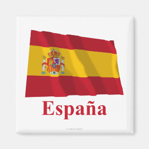 スペインなびく国旗の名スペインの前 マグネット