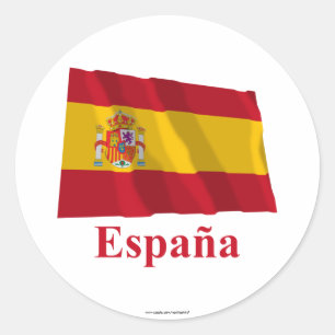 スペインなびく国旗の名スペインの前 ラウンドシール