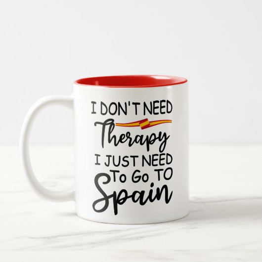 スペインに行く必要があるセラピーは必要ない ツートーンマグカップ (左)