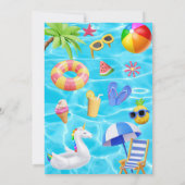 スペインのおもしろいプールパーティー誕生日for Girls 招待状 (裏面)