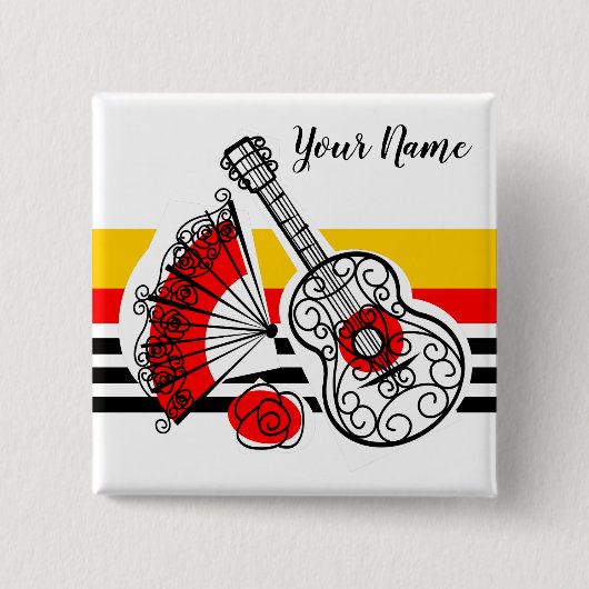 スペインのお土産クラシックストライプ名広場 缶バッジ (正面)