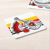 スペインのお土産クラシックストライプ品コースター広場 スクエアペーパーコースター (アングル)