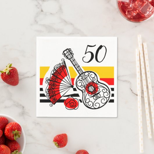 スペインのお土産クラシックストライプ50歳 スタンダードカクテルナプキン (インサイチュ)