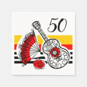 スペインのお土産クラシックストライプ50歳 スタンダードカクテルナプキン (正面)