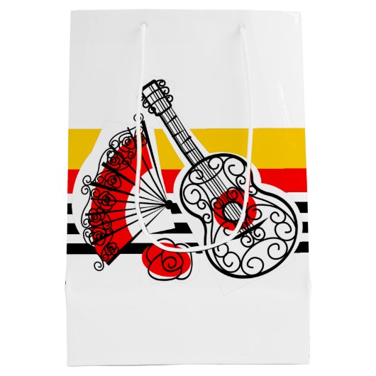 スペインのお土産クラシック用ストライプ培地 ミディアムペーパーバッグ (裏面)