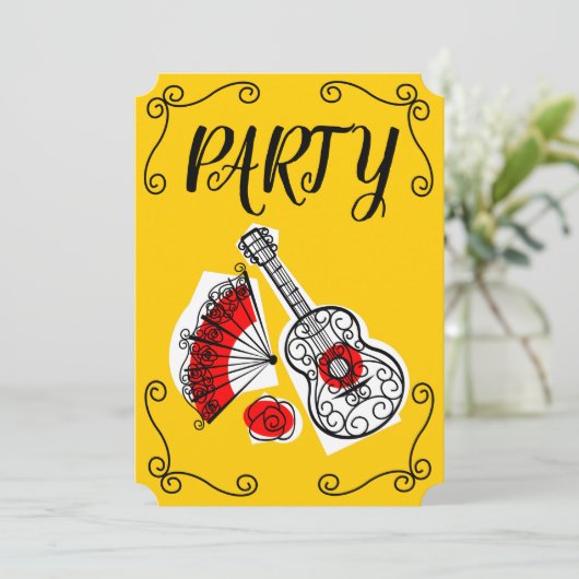 スペインのお土産コーナーパーティー垂直 招待状 (スタンド正面)