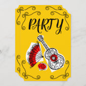 スペインのお土産コーナーパーティー垂直 招待状 (正面/裏面)