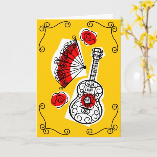 スペインのお土産コーナー縦グリーティングカード カード (黄色い花)