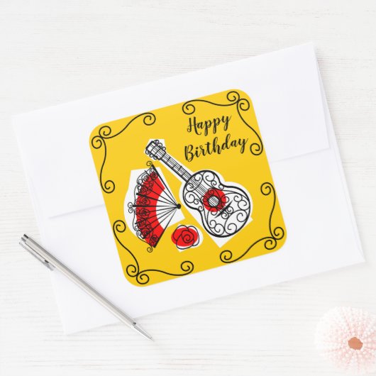 スペインのお土産コーナー誕生日スクエア スクエアシール (封筒)