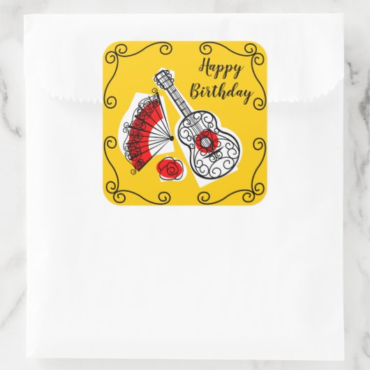 スペインのお土産コーナー誕生日スクエア スクエアシール (バッグ)