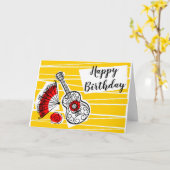 スペインのお土産誕生日文字風景 カード (黄色い花)