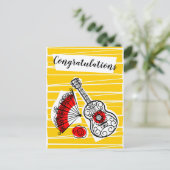 スペインのお土産 おめでとう縦 ポストカード (スタンド正面)