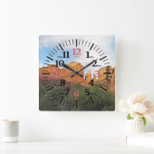 スペインのか英語のカテドラルの石セドナアリゾナ スクエア壁時計 (ホーム)