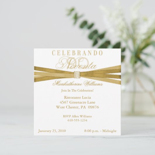スペインのでエレガントな第90バースデーパーティ招待状 招待状 (スタンド正面)