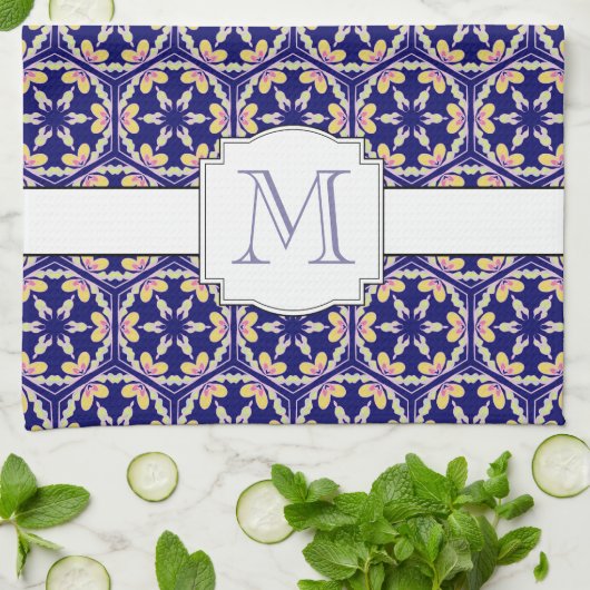 スペインので地中海のなスタイル|家族のモノグラム キッチンタオル (折り畳み)
