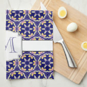 スペインので地中海のなスタイル|家族のモノグラム キッチンタオル (四つ折り)