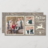 スペインので素朴な木製のトナカイのベージュNavidadの写真 シーズンカード (正面/裏面)