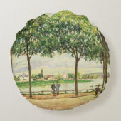 スペインのなクリの木のアルフレッド・シスレー|の通り ラウンドクッション (裏面)