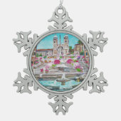 スペインのなステップ-ピューターの雪片のオーナメント スノーフレークピューターオーナメント (正面)