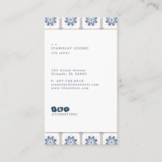 スペインのなタイルの名刺 名刺 (裏面)