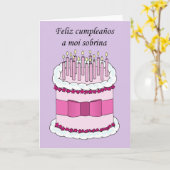 スペインのなハッピーバースデーの姪、漫画のケーキ カード (黄色い花)