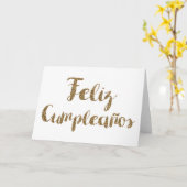 スペインのなハッピーバースデー、グリッター、Feliz Cumpleanos カード (黄色い花)